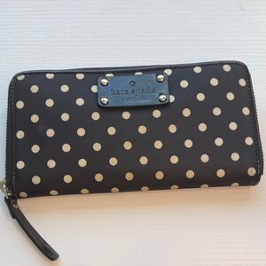 Kate Spade Black and Cream Polka Dot Wallet